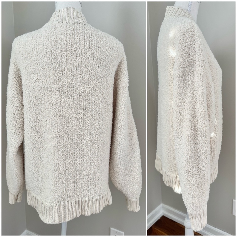Aerie Soft Cream OVERSIZED RECYCLED FABRIC Full Zip Sherpa Cardigan S - Picture 7 of 16